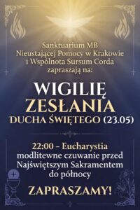 Wigilia zesłania Ducha św. – 23.05.2026 r.